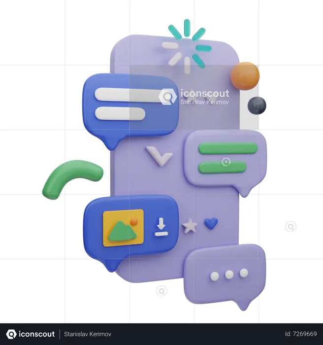 Aplicación de chat móvil  3D Illustration
