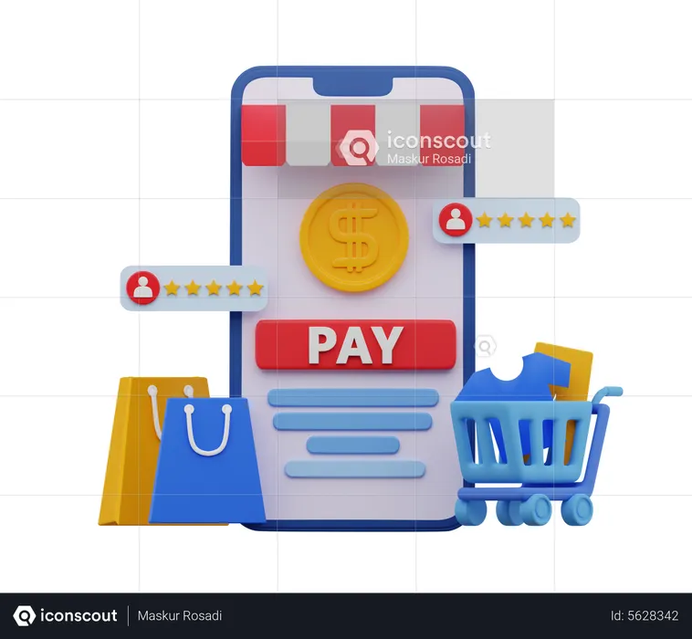 Aplicación de compras  3D Illustration