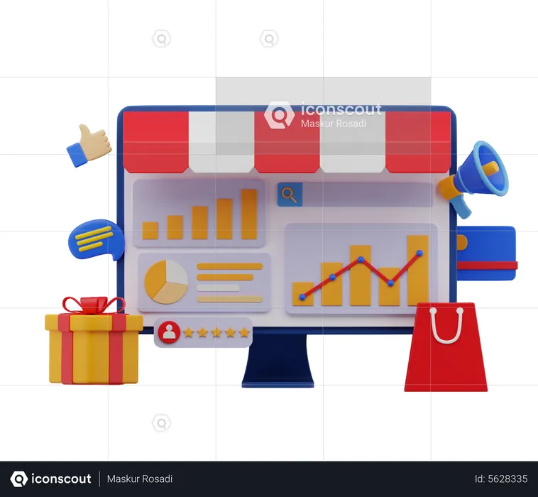 Aplicación de compras  3D Illustration