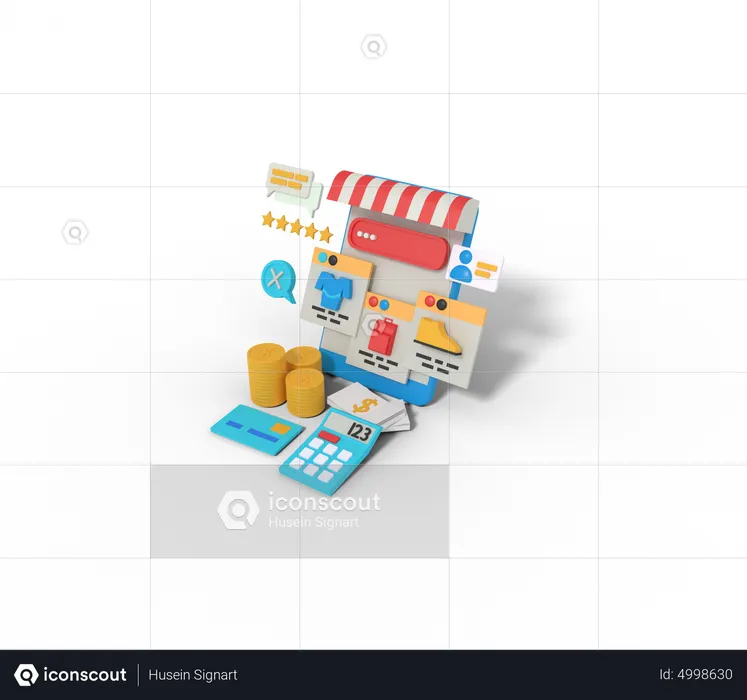 Aplicación de compras en línea  3D Icon