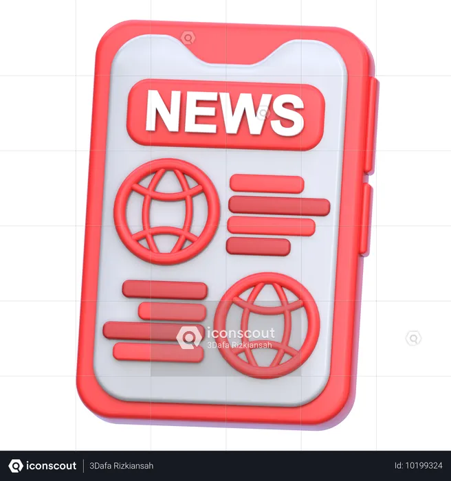 Aplicación de noticias móvil  3D Icon