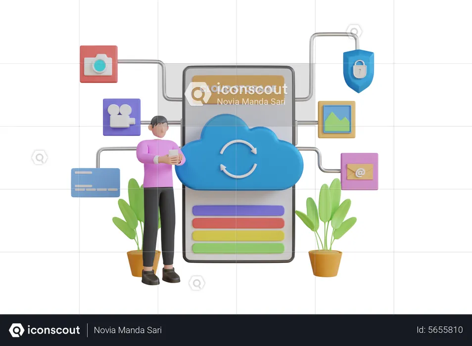 Aplicación móvil para almacenamiento de datos.  3D Icon