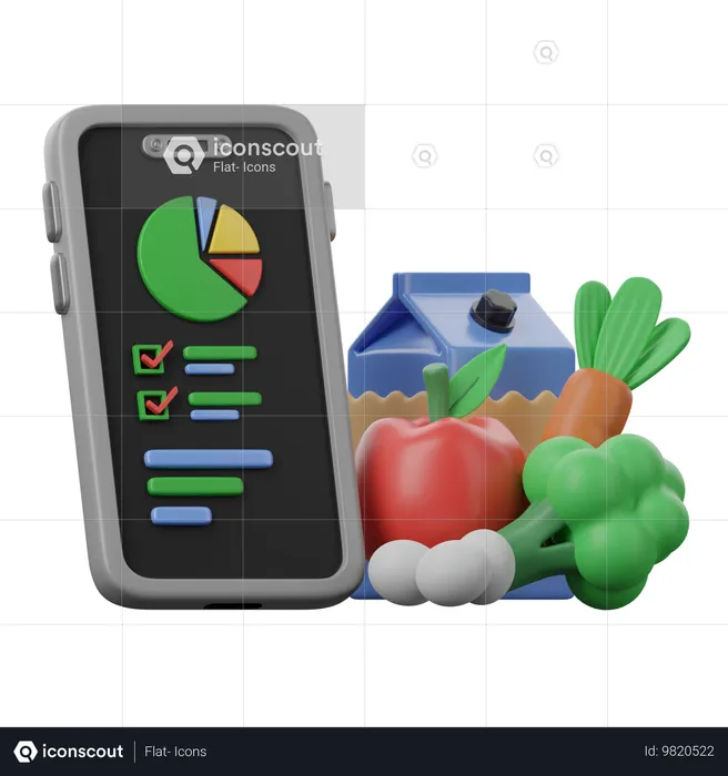 Aplicación de nutrición  3D Icon