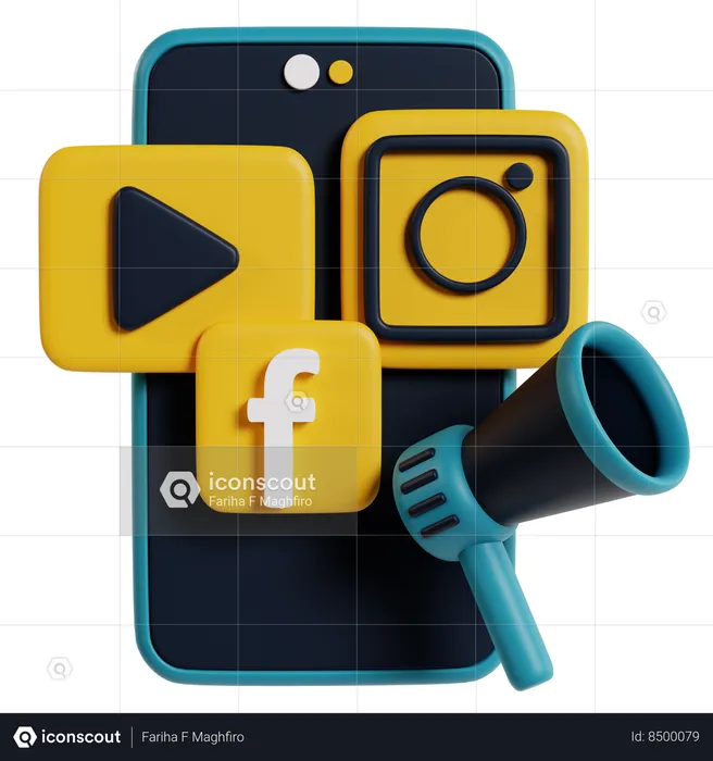 Aplicaciones de redes sociales  3D Icon