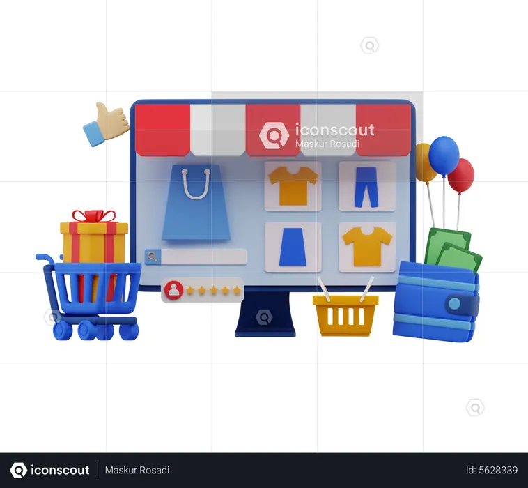 Aplicativo de compras  3D Illustration