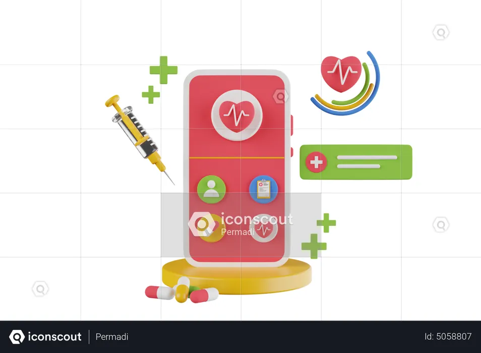 Aplicativo de saúde on-line  3D Illustration