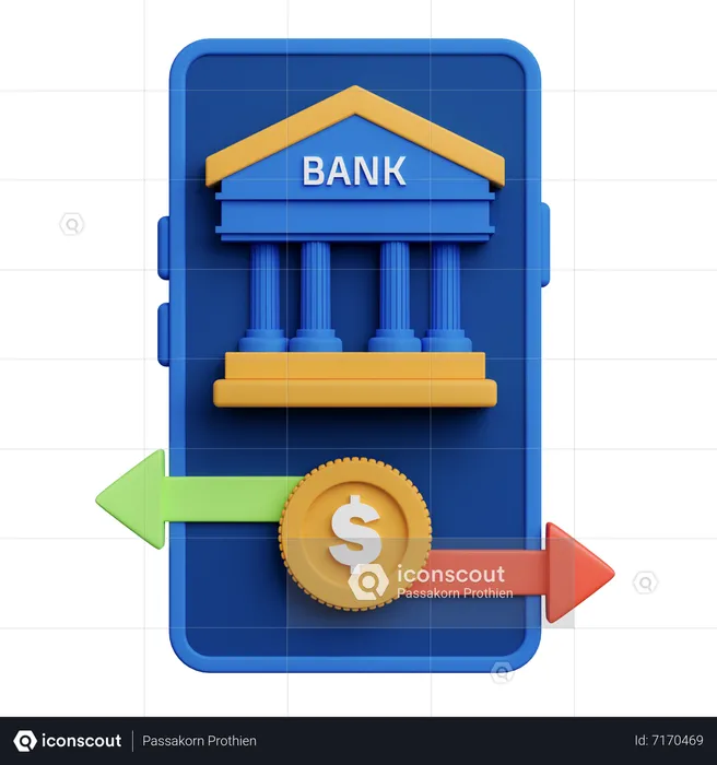 Aplicativo de banco móvel  3D Icon