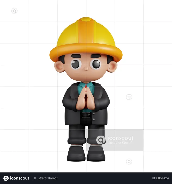 Apologizing Engineer  3D Icon