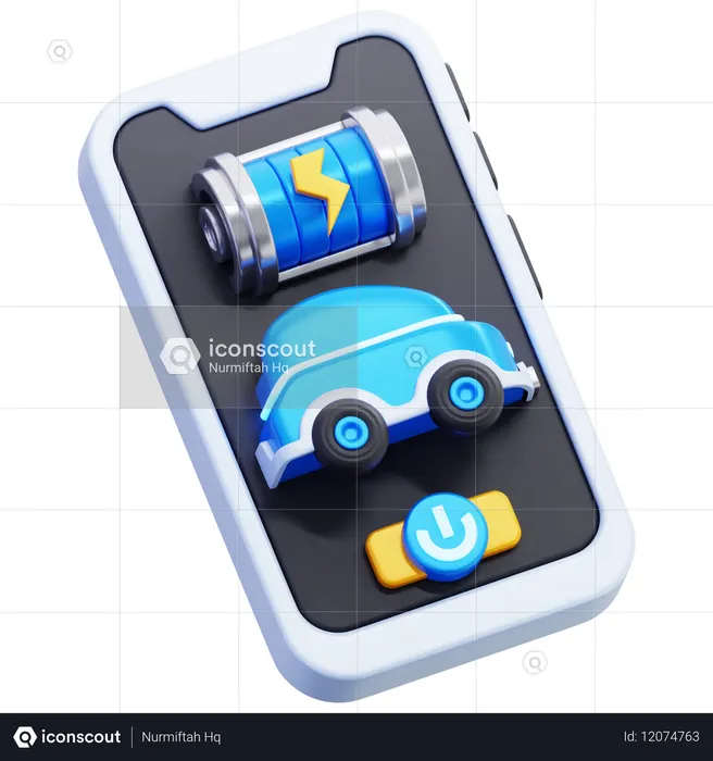 App zur Steuerung des Ladevorgangs von Elektroautos  3D Icon