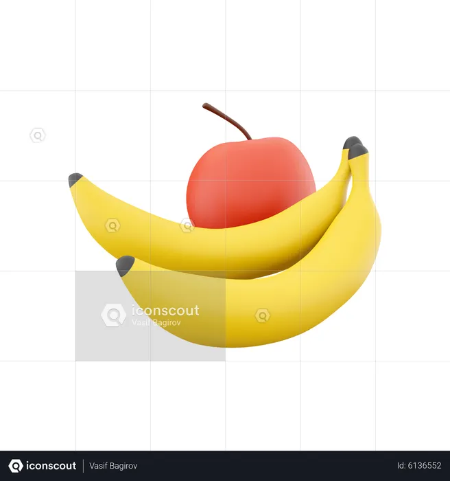 Apple And Banana  3D Icon