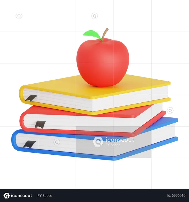 Apple And Book  3D Icon