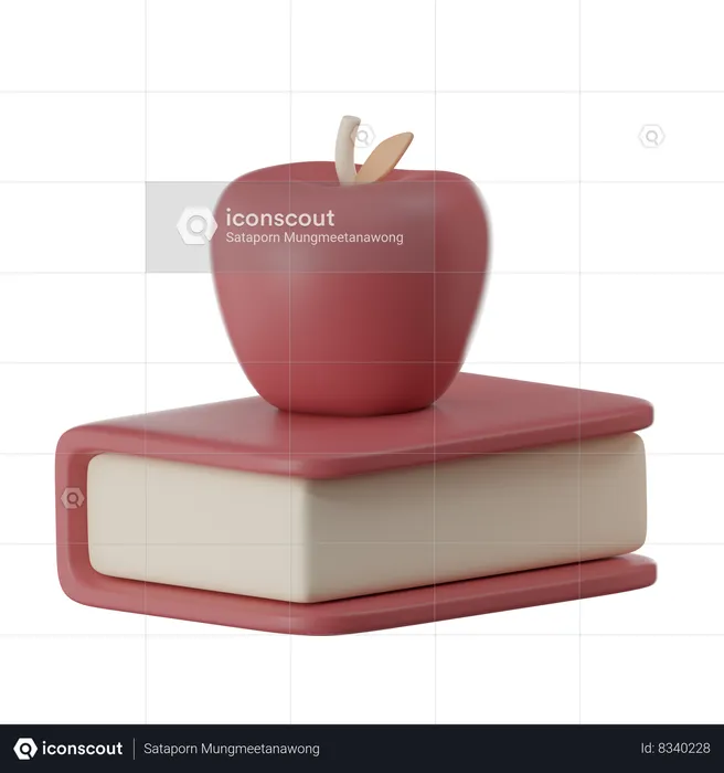 Apple And Book  3D Icon