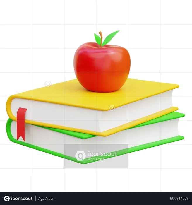 Apple and Book  3D Icon