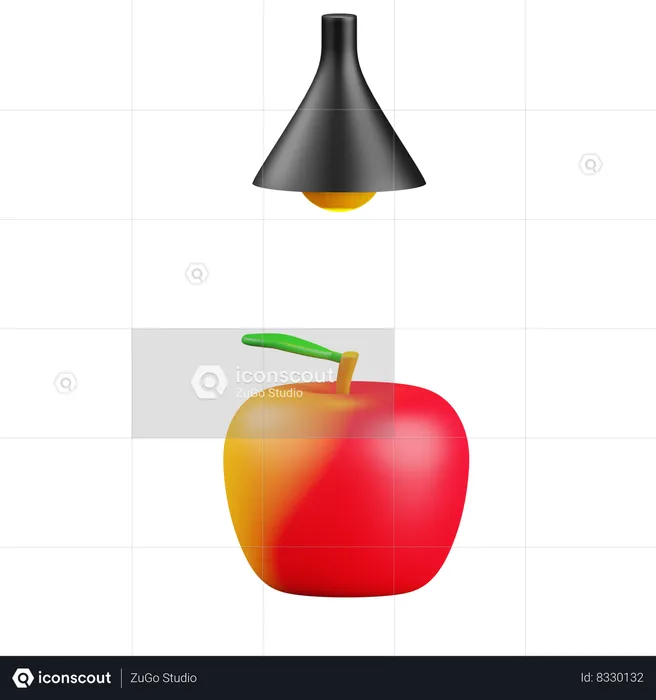 Apple With Lamp  3D Icon