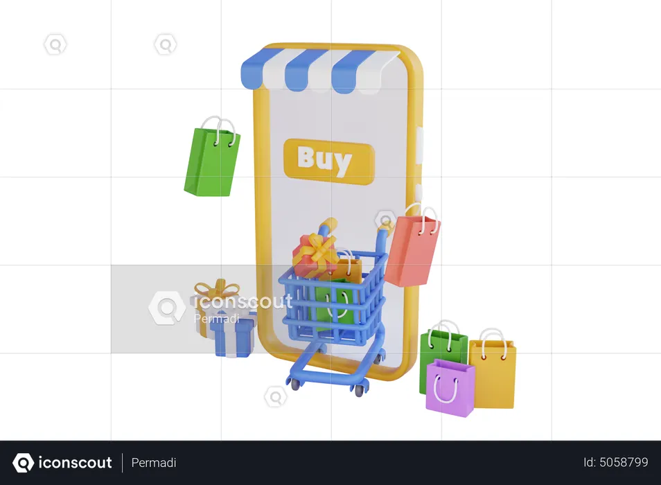 Application d'achat de cadeaux en ligne  3D Illustration