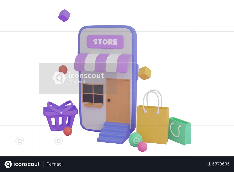 Application d'achat en ligne  3D Illustration