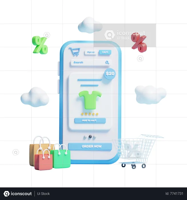 Application d'achat mobile  3D Icon