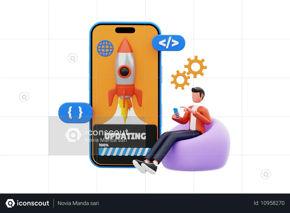 Application Developer Working On Project  3D Illustration