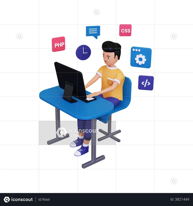 Application developer working on project  3D Illustration