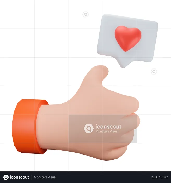 Appreciation With Hand Like  3D Illustration