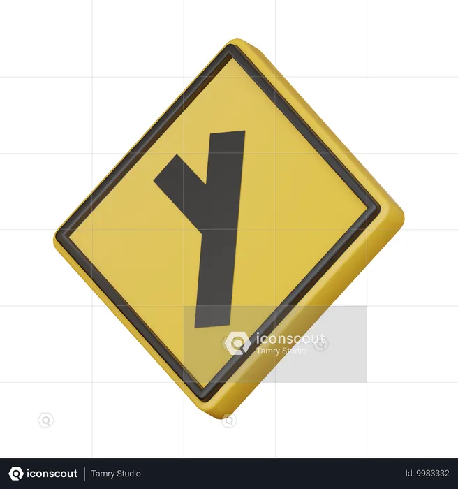 Approching junction sign  3D Icon