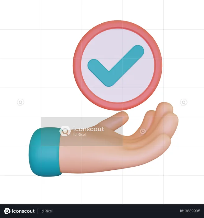 Approval Sign In Hand  3D Illustration