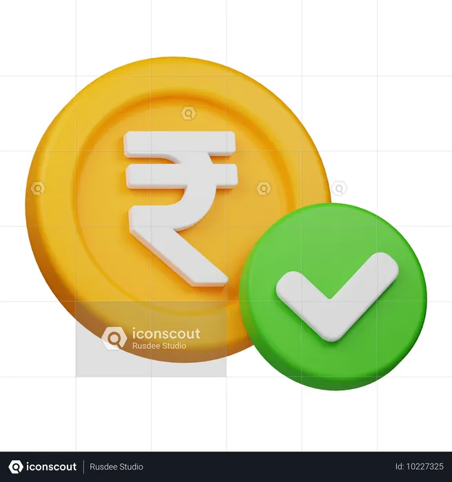 Approve Rupee Coin  3D Icon