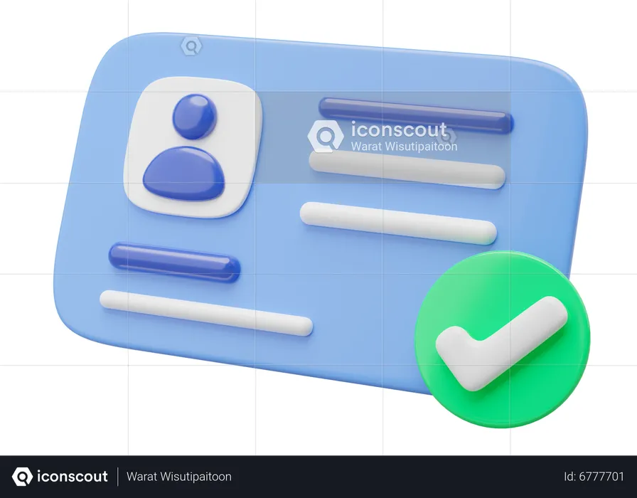 Approved Id Card  3D Icon