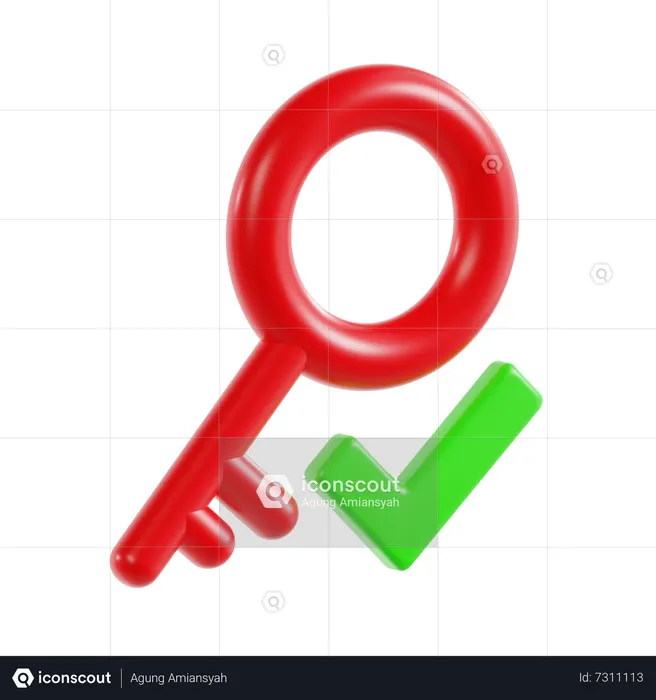 Approved Key  3D Icon