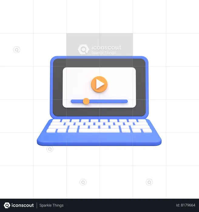 Aprendizaje en línea en una computadora portátil  3D Icon