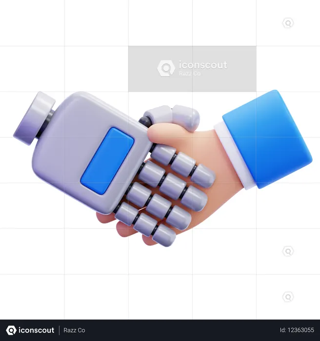 Apretón de manos humano y robot  3D Icon