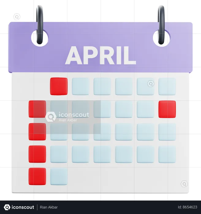 April Calendar  3D Icon