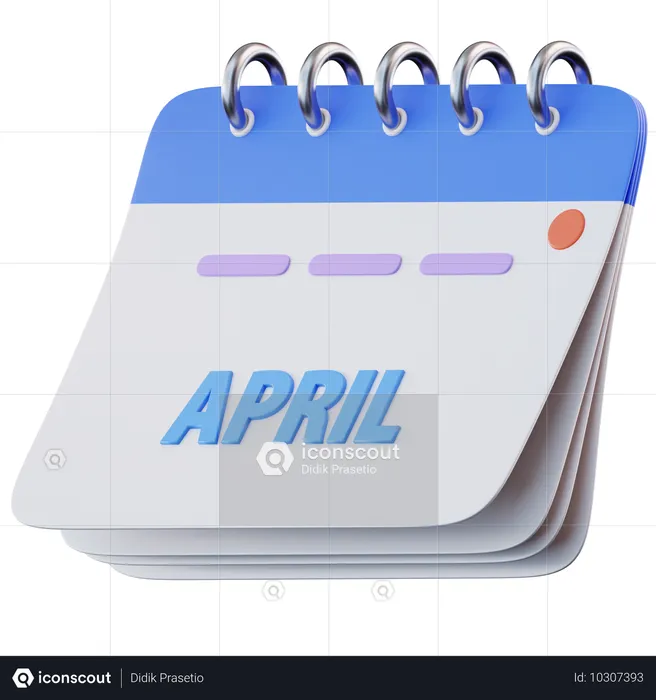 April Calendar  3D Icon