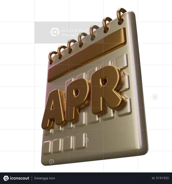 April Month Calendar  3D Icon