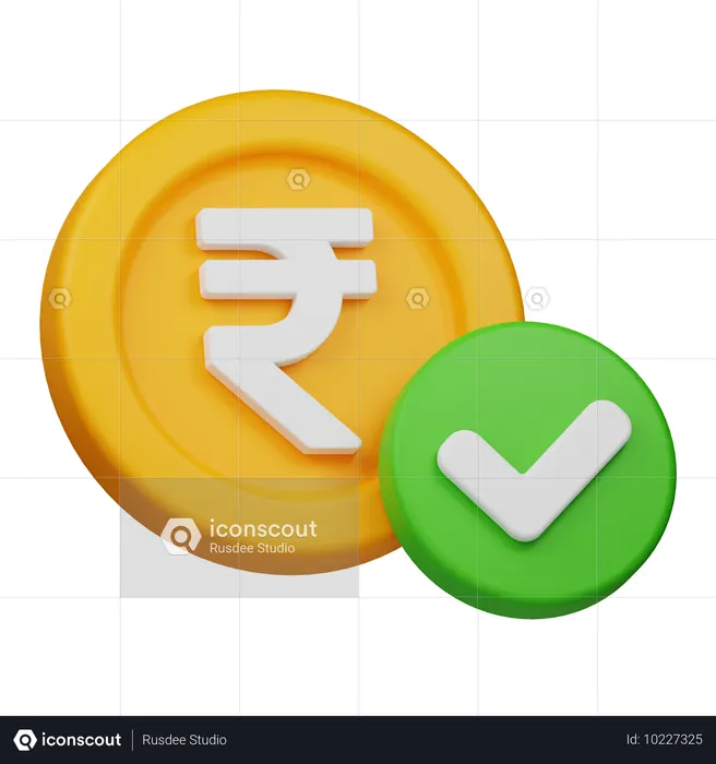 Aprobar moneda rupia  3D Icon