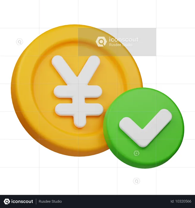 Aprobar moneda yen  3D Icon