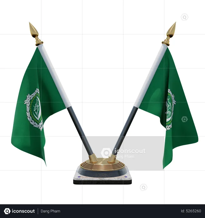 Arab League Double (V) Desk Flag Stand Flag 3D Icon