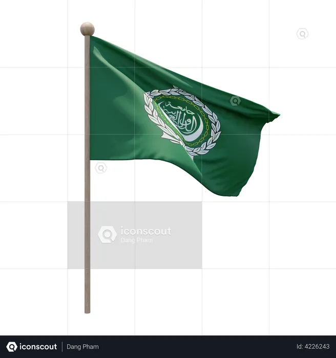 Arab League Flag Pole  3D Flag