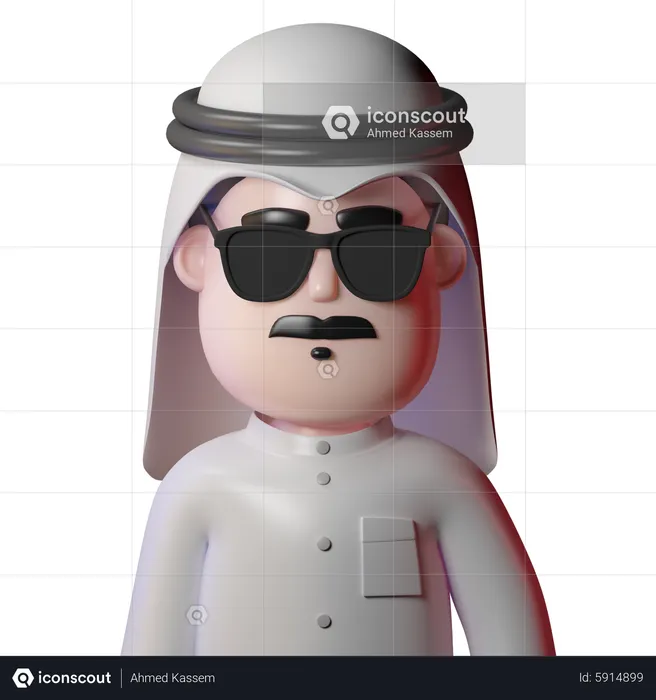 Arabian Man With Glasses  3D Icon