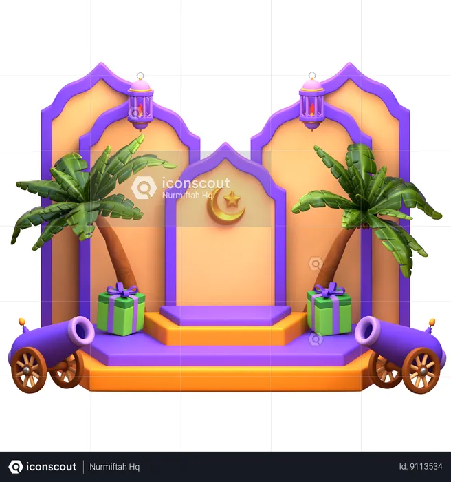 Arabian Ramadan Podium  3D Illustration