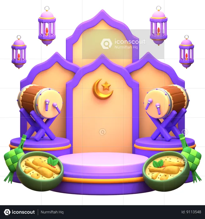 Arabian Ramadan Podium  3D Illustration