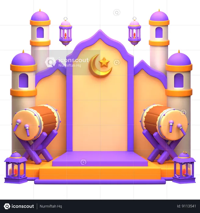 Arabian Ramadan Podium  3D Illustration