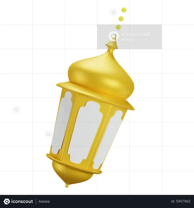 Arabic Islamic Gold Lantern  3D Icon