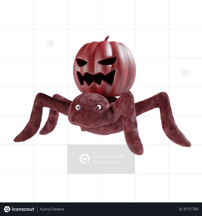 Araña con calabaza  3D Icon