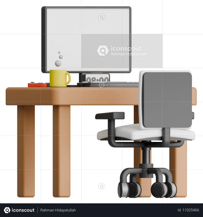 Arbeitsbereich mit und Stuhl Interieur  3D Icon