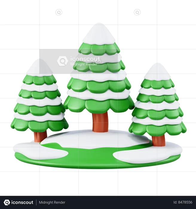 Árbol de navidad en la nieve  3D Icon