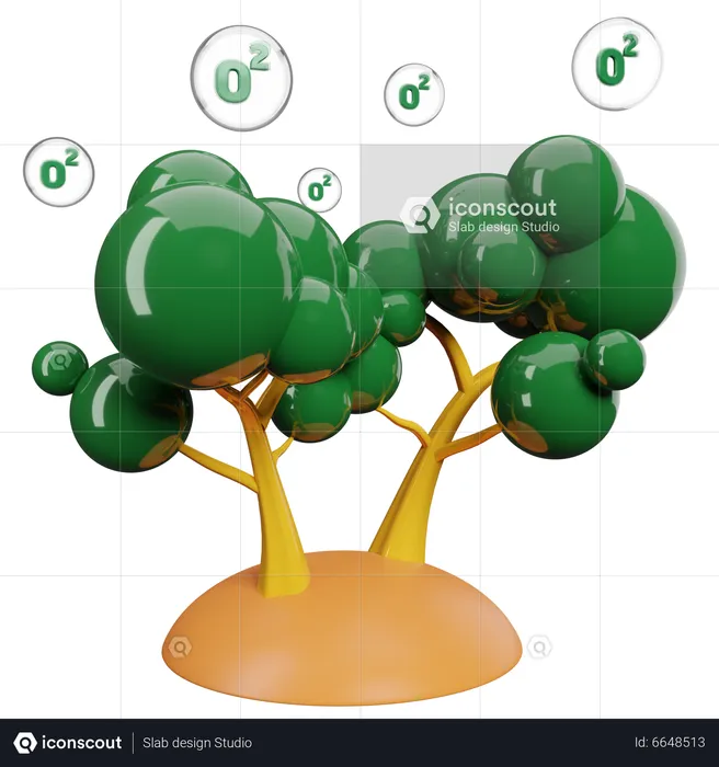 El árbol produce oxígeno.  3D Illustration