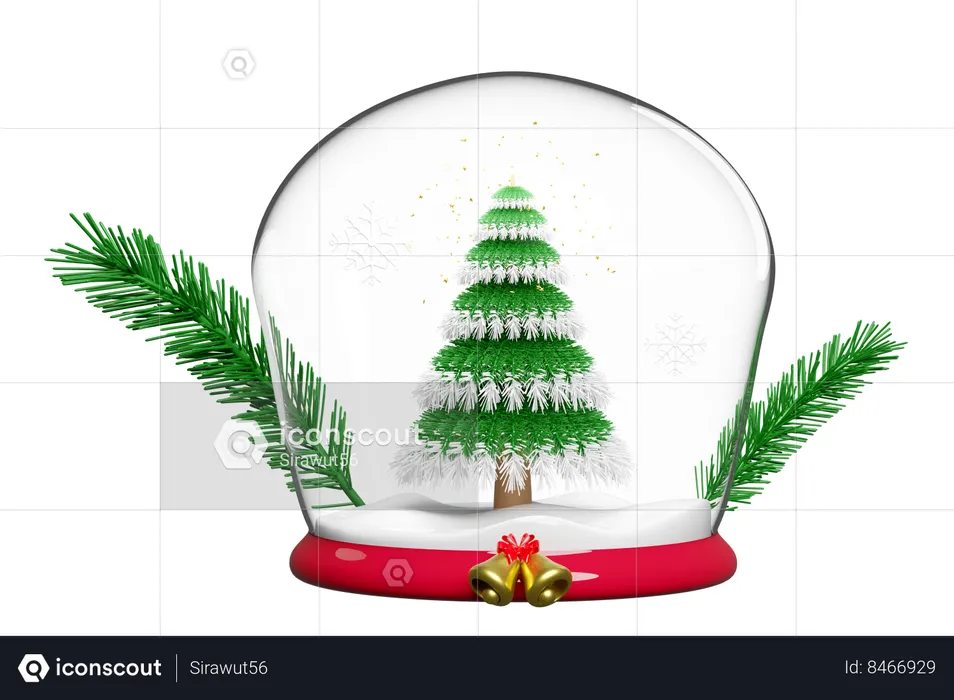 Arbre de Noël en cube de verre  3D Illustration