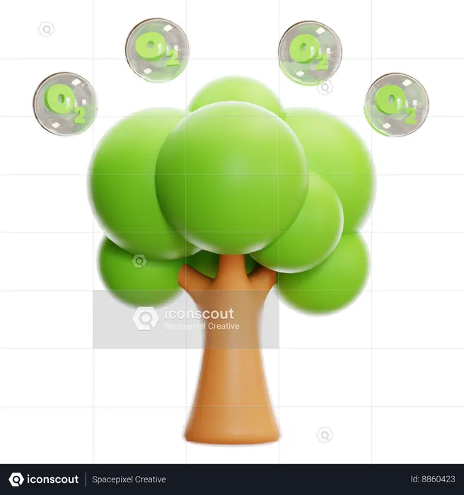 Oxygène produit par les arbres  3D Icon