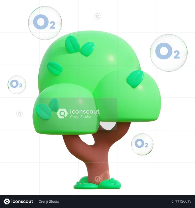 Oxygène produit par les arbres  3D Icon